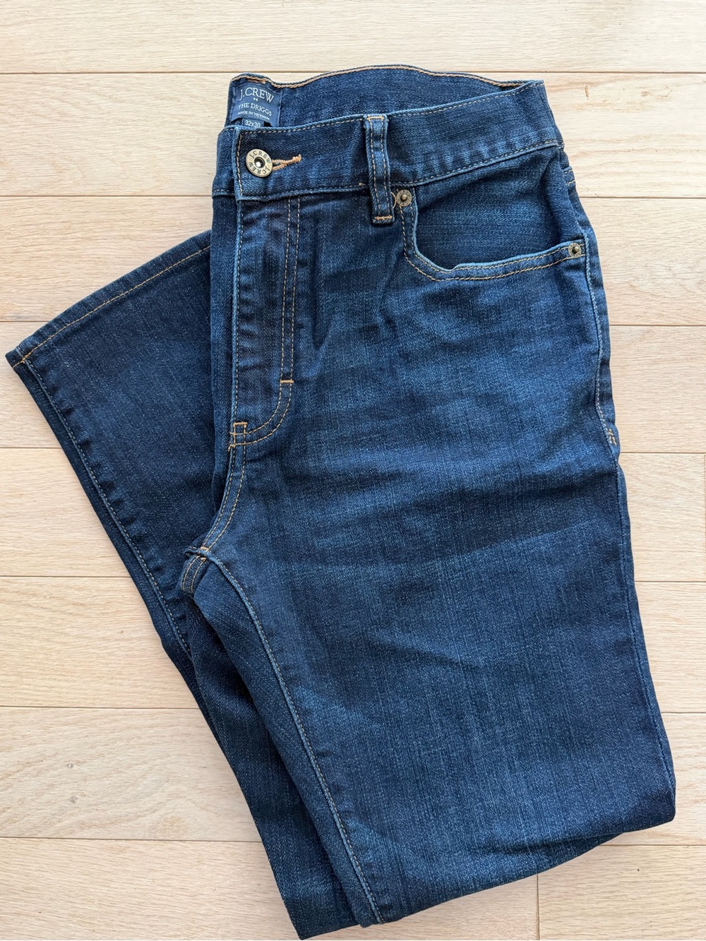 NWOT J.Crew Men's Dark Indigo Driggs Straight Leg Jeans W32